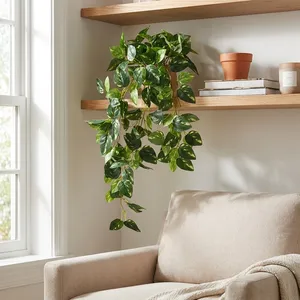 گل مصنوعی آویز بوته برگ، طرح پتوس، ابعاد 20×20×60 سانتی‌متر، وزن 70 گرم، کد 160