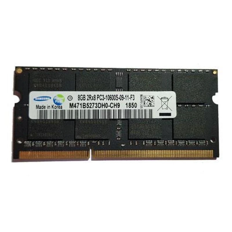 رم لپ‌تاپ DDR3 تک کاناله 8 گیگابایت سامسونگ مدل 10600s فرکانس 1333 مگاهرتز تایمینگ CL16 ولتاژ 1.5 ولت نوع ماژول SO-DIMM