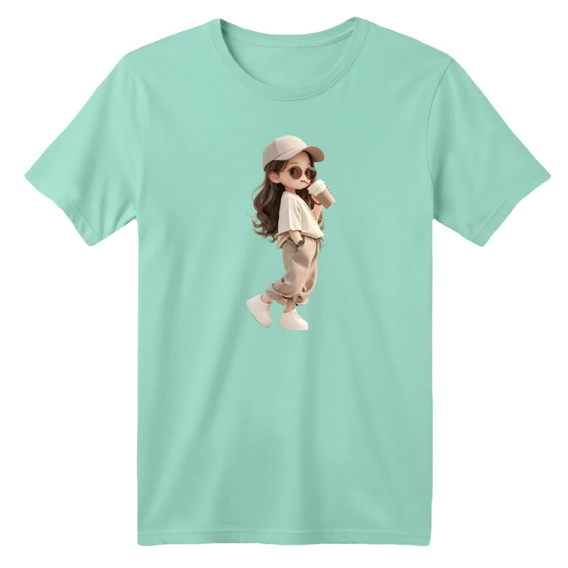 تی شرت آستین کوتاه بچگانه مدل دخترک اسپرت