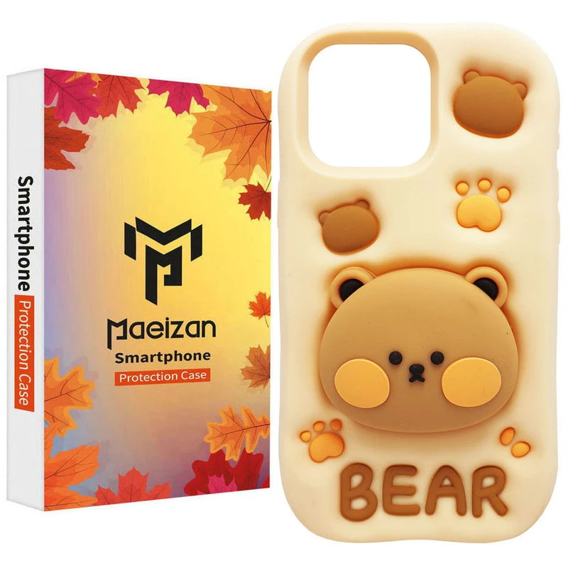 کاور پاییزان مدل Bear طرح لاکچری مناسب برای گوشی موبایل اپل IPhone 16 Pro Max