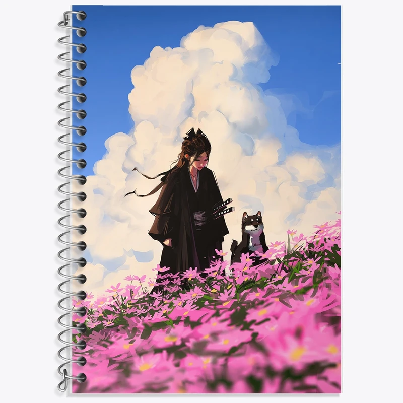 دفتر زبان 50 برگ خندالو مدل سه خط طرح دختر انیمه ای کد F2517