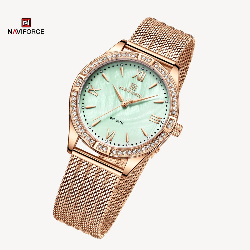 ساعت مچی عقربه ای زنانه نیوی فورس مدل نگین کد NF5028