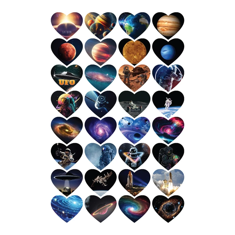 استیکر مدل قلبی ناسا و فضا طرح سیاره ها وکهکشان راه شیری کد 4 مجموعه 32 عددی