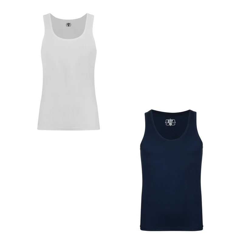 زیرپوش رکابی یقه گرد مردانه برهان تن پوش مدل 1003-4 بسته دو عددی