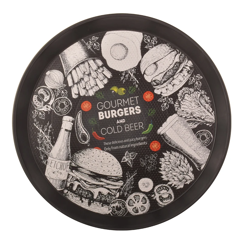 سینی بدون دسته مهروز مدل 6004  طرح Burgers سایز 40*40 سانتیمتر