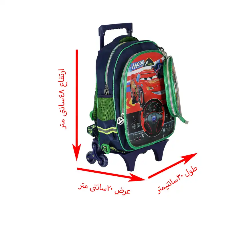 کوله پشتی چرخ دار طرح‌مکوئین کد 600 به همراه جامدادی