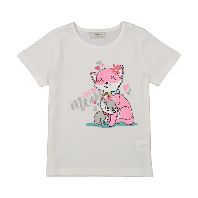 تی شرت آستین کوتاه دخترانه ال سی وایکیکی مدل S256137Z4-E5X-OPTICWHITE