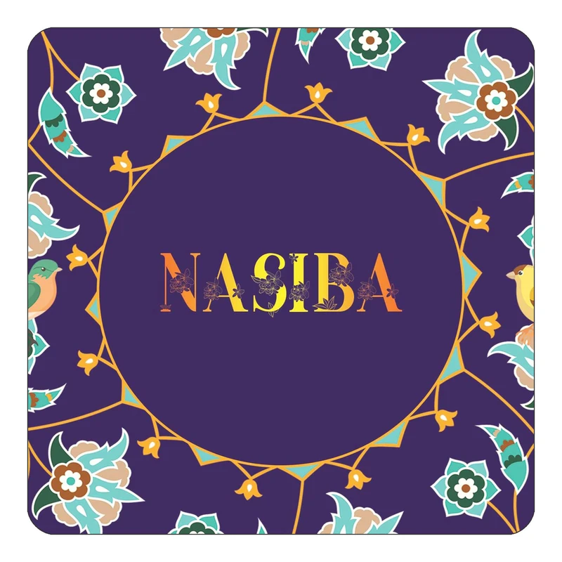 مگنت کاکتی طرح اسم نسیبا nasiba مدل گل و بلبل کد mg16188