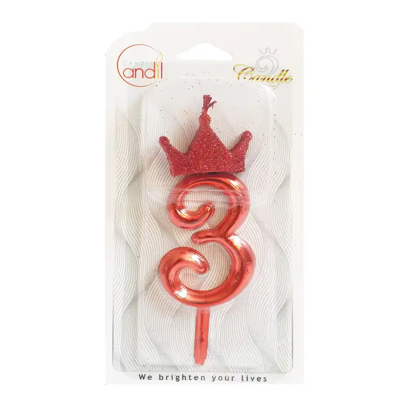 شمع تولد مدل تاج کوئین اکلیلی عدد 3