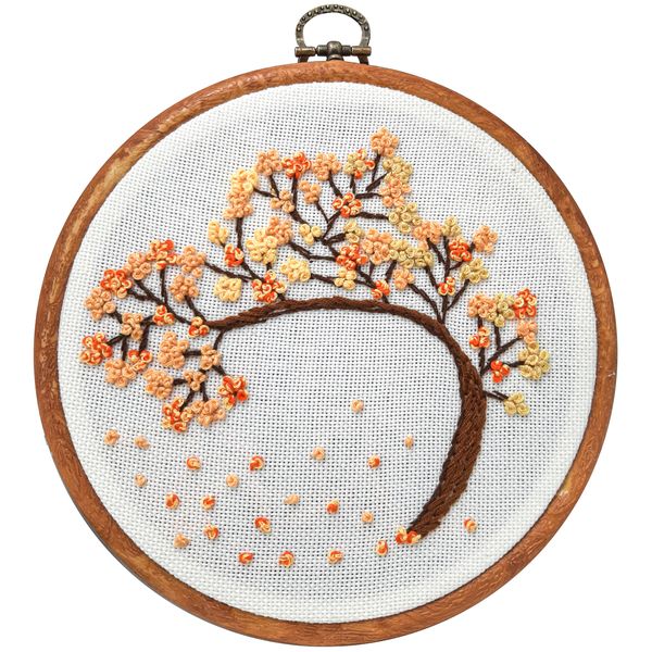 تابلو گلدوزی مدل گره فرانسوی طرح پاییز کد 1124