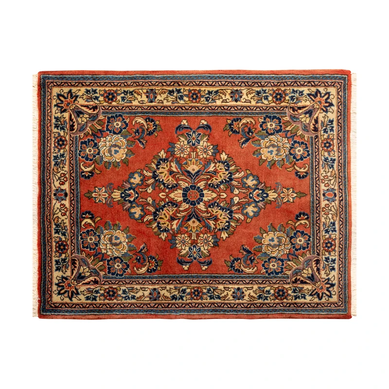 فرش دستبافت 0,5 متری طرح ساروق کد 45P7931 زمینه سرمه ای