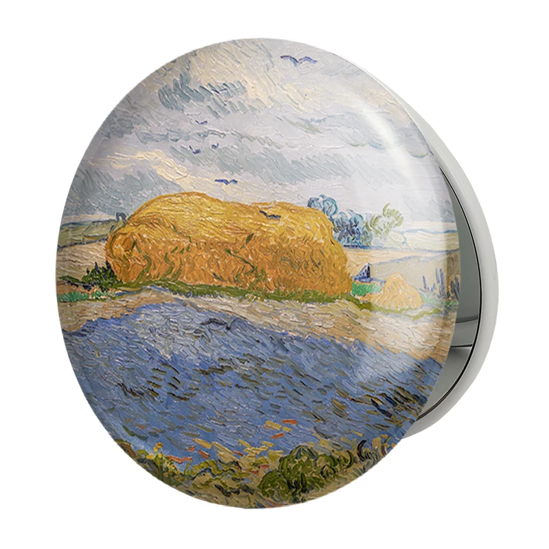آینه جیبی خندالو طرح انبار کاه زیر آسمان بارانی ونسان ونگوگ (Van Gogh) مدل تاشو کد 36791