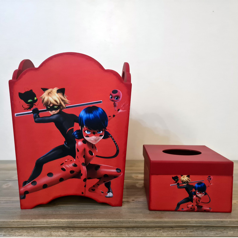 ست سطل و جادستمال کاغذی اتاق کودک مدل دختر کفش دوزکی