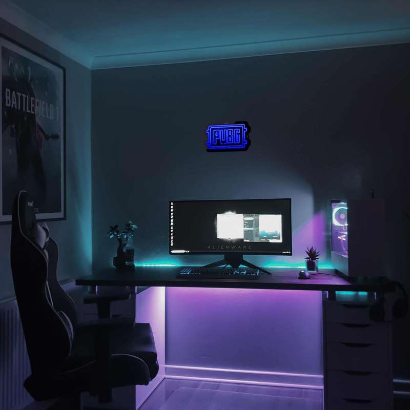 چراغ دیواری نئون دیزاین مدل Pubg-Logo-BL_BL