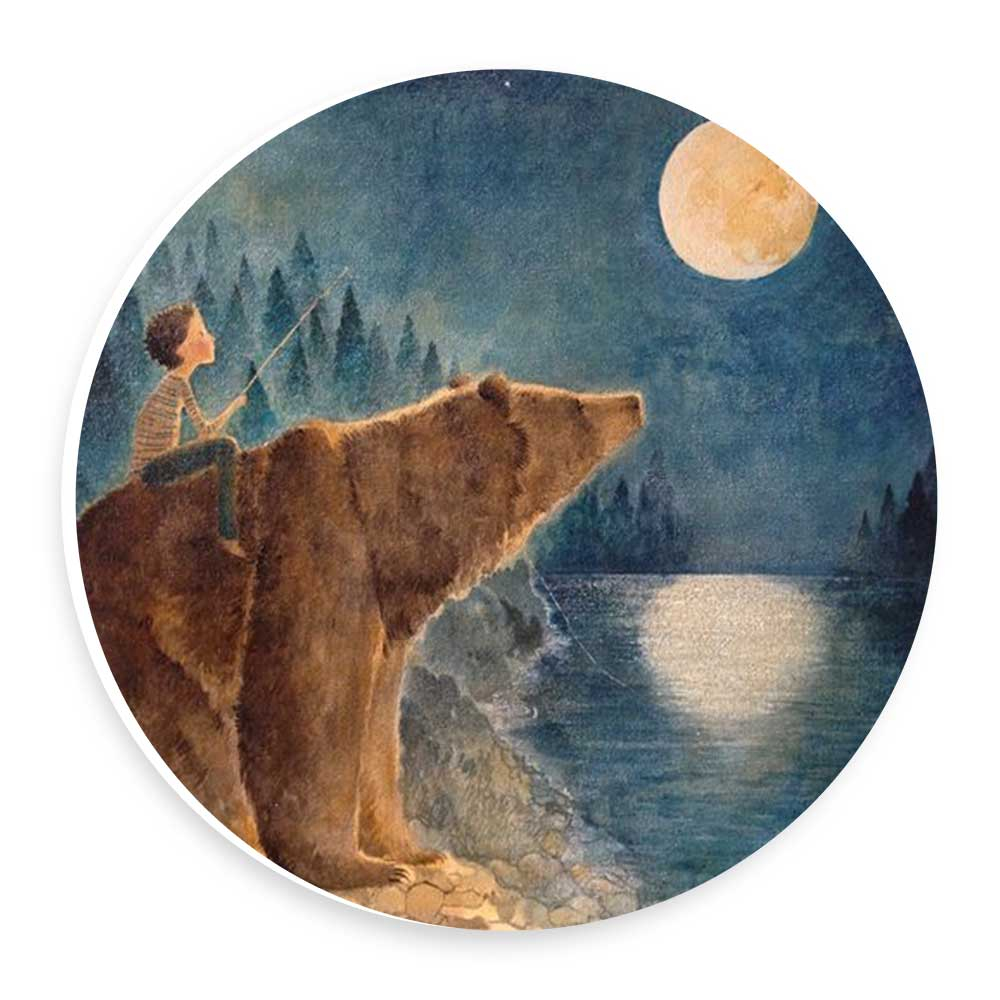 دیوارکوب طرح پسر خرس سوار و دریاچه مدل wtb276