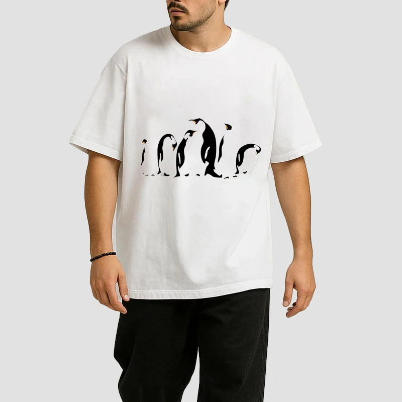 تی شرت مردانه آستین سه ربع پنبه دورو مدل Penguin