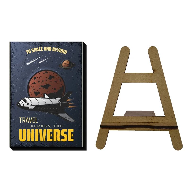 تابلو شاسی مدل ناسا و فضا طرح شاتل و سفر در کیهان به همراه پایه نگهدارنده