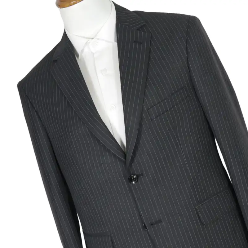 کت و شلوار مردانه مدل دیپلمات رگولار فیت یقه انگلیسی کد 210183 رنگ ذغالی