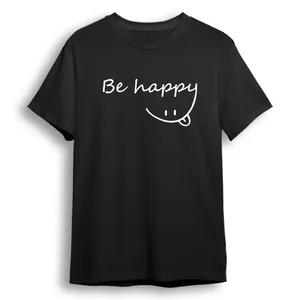 تی شرت آستین کوتاه زنانه مدل Be happy کد A09 رنگ مشکی