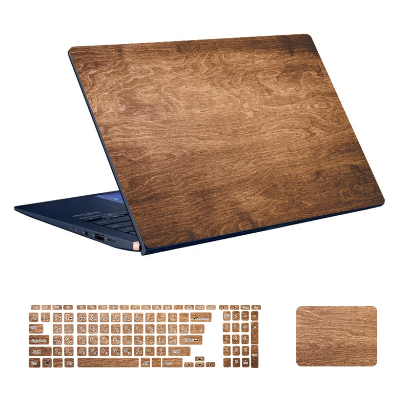  استیکر لپ تاپ توییجین و موییجین طرح WOOD کد 27 مناسب برای لپ تاپ 15.6 اینچ به همراه برچسب حروف فارسی کیبورد 