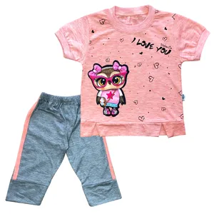 ست تی شرت آستین کوتاه و شلوار دخترانه مدل P4 کد 203