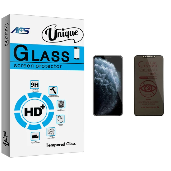 محافظ صفحه نمایش حریم شخصی ای اف اس مدل Unique Glass مناسب برای گوشی موبایل اپل iPhone 11 Pro Max