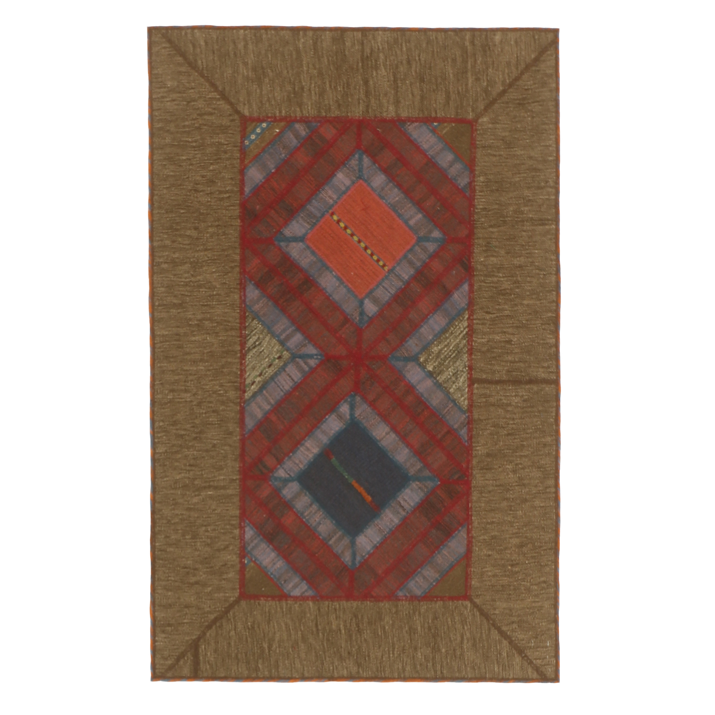 کلاژ گلیم دستبافت یک و نیم متری مدل تکه دوزی کد 538635