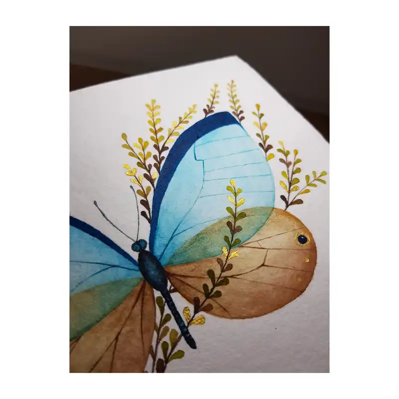 نقاشی آبرنگ طرح پروانه ابریشمی