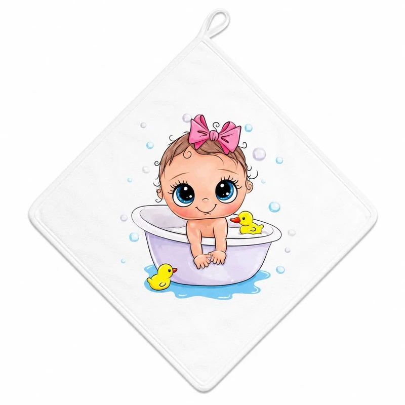 حوله دست و صورت نوزاد مدل دخترک 6 طرح دستمال سایز 31×31 سانتی متر