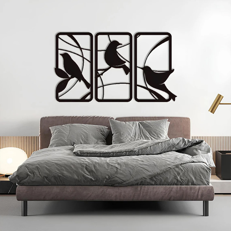 دیوارکوب مدل چوبی پرنده  کد T64-1 مجموعه سه عددی