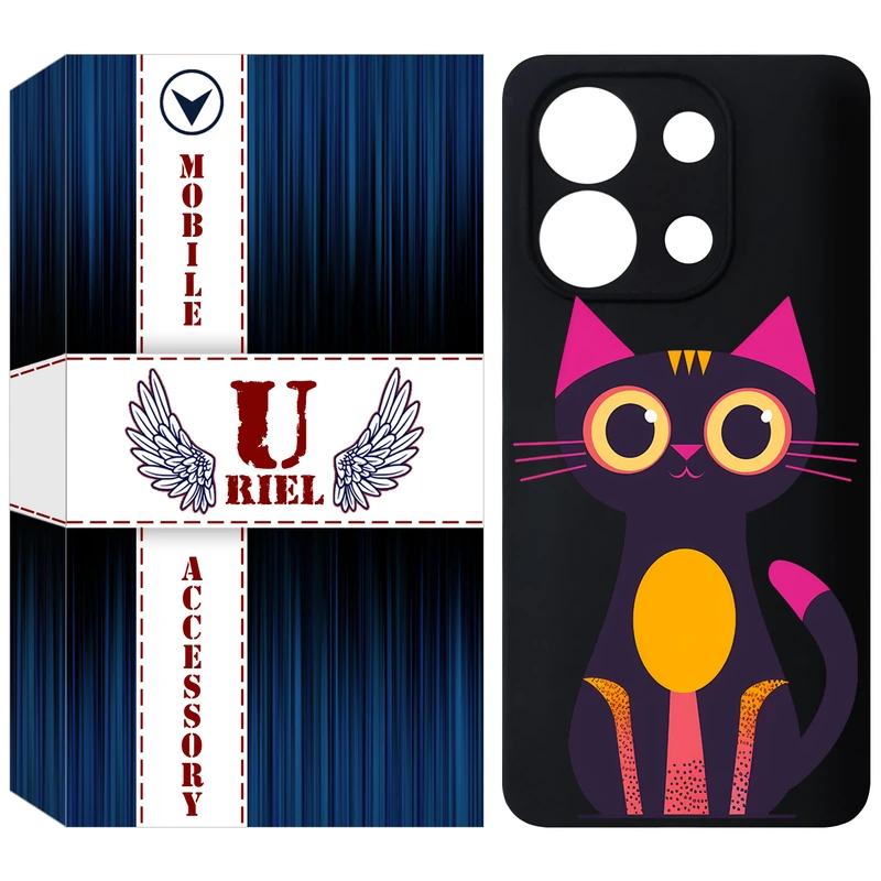 کاور یوریل قاب مدل KSH کد 46 طرح گربه مناسب برای گوشی موبایل شیائومی Redmi Note 13 4G