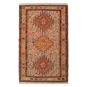 گلیم دستباف دو متری طرح سوزنی کد 606