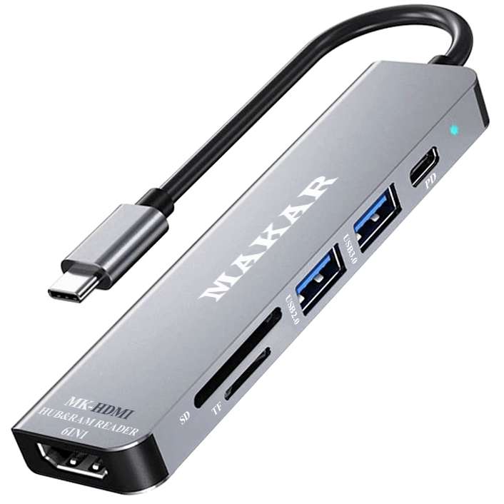 هاب 6 پورت USB-C ماکار مدل MK-HDMI هاب 6 پورت USB-C ماکار مدل MK-HDMI