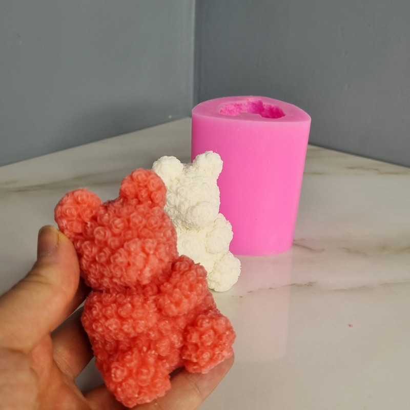 قالب شمع مدل ست کامل خرس تدی گل گلی مجموعه پنج عددی