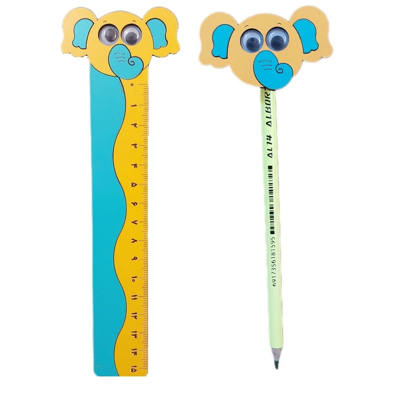 خط کش 15سانتی متری البرز مدل فیل به همراه مداد