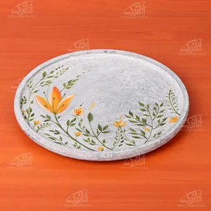 ‎تخته سرو‎ ‎آرانیک گرد‏ سنگی‏ نقاشی‏ ‏‏رنگ ‏خاکستری‏ طرح ‏گلزار‏ مدل 1009600005