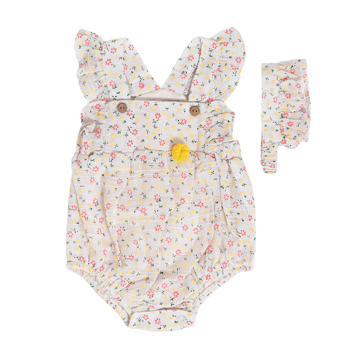 ست پیراهن و هدبند نوزادی فیورلا مدل 21004