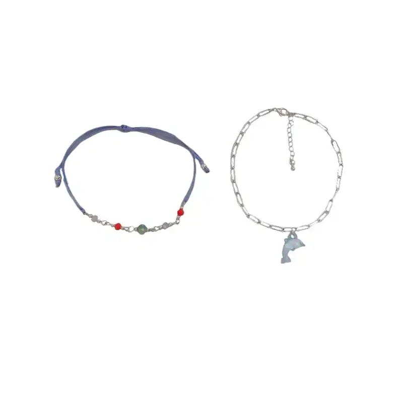 پابند زنانه مدل دلفین و مهره ای مجموعه 2 عددی