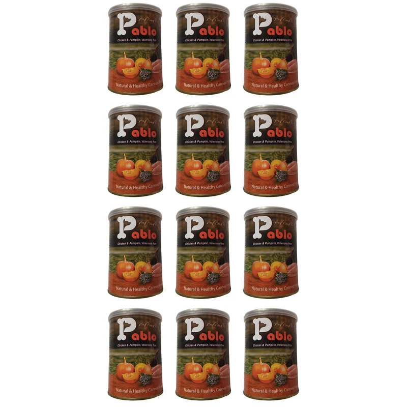 کنسرو‌ گربه مدل پابلو مرغ و کدو تنبل و سنبل الطیب  وزن 4800 گرم  بسته 12 عددی