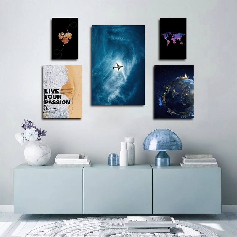 تابلو شاسی بکلیت طرح هواپیما و کره مدل SH-2768 مجموعه 5 عددی