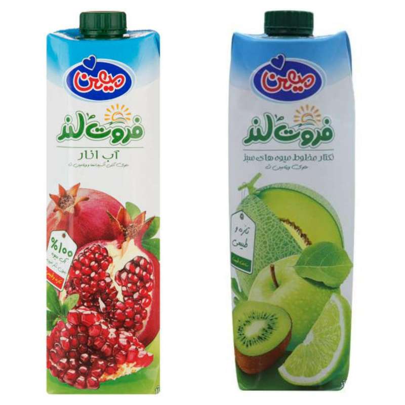 نکتار انار و مخلوط میوه های سبز ميهن - 1 ليتر بسته 2 عددي