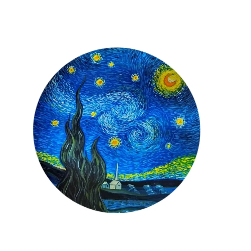 بشقاب دیوارکوب سفالی طرح شب پرستاره