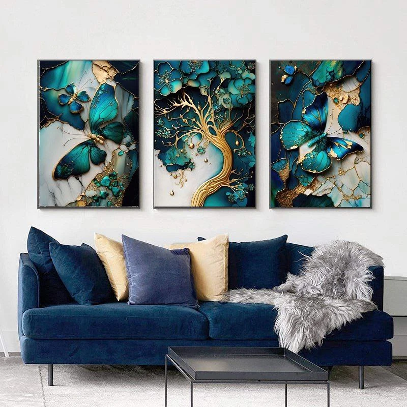 تابلو آتریسا طرح گل مدرن مدل AT00723 مجموعه 3 عددی 