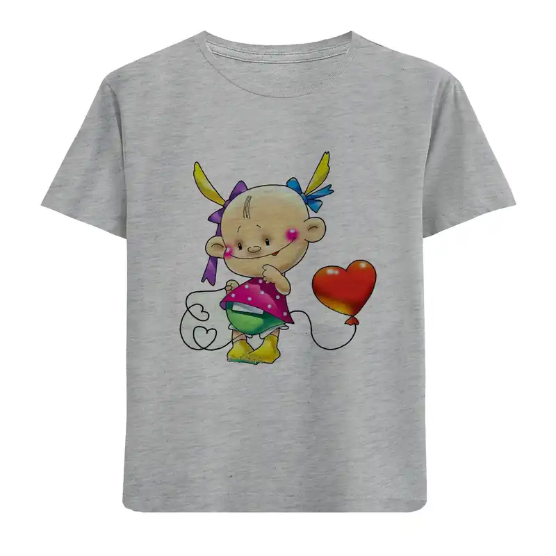 تی شرت آستین کوتاه بچگانه مدل دخترعروسکی D338