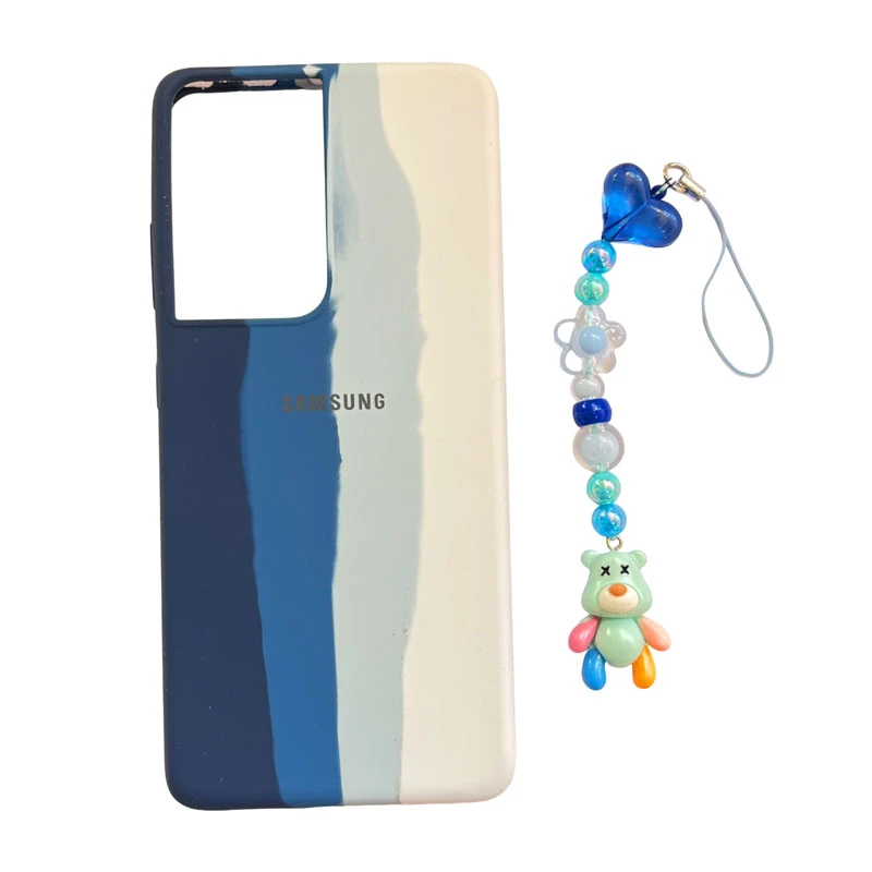 کاور مدل سیلیکونی طرح نیلا کد A11674 مناسب برای گوشی موبایل سامسونگ Galaxy S21 Ultra به همراه بند آویز