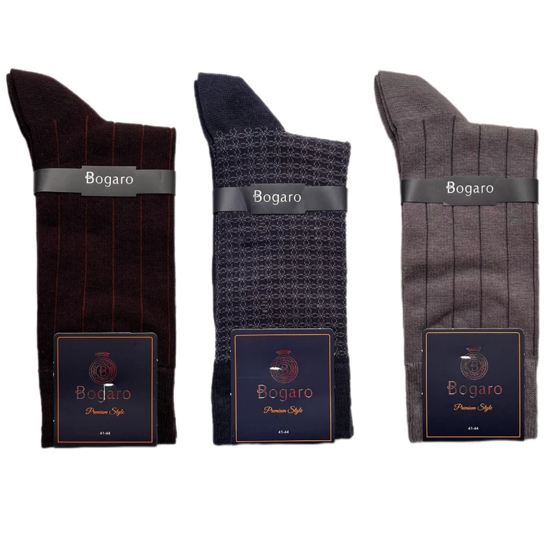 جوراب ساق بلند مردانه بوگارو مدل 10002 بسته سه عددی