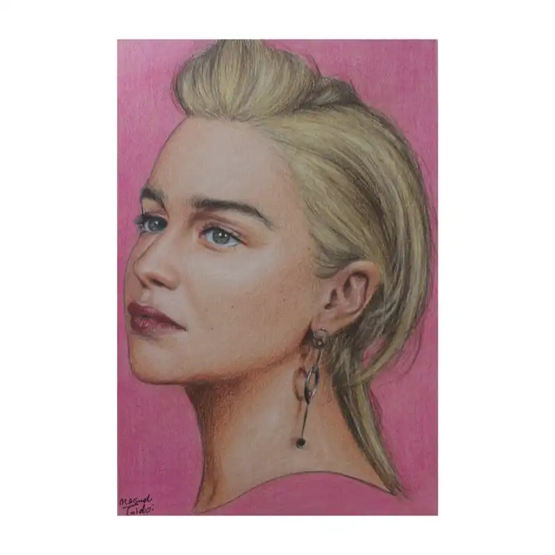 نقاشی مداد رنگی مدل امیلیا کلارک کد 03