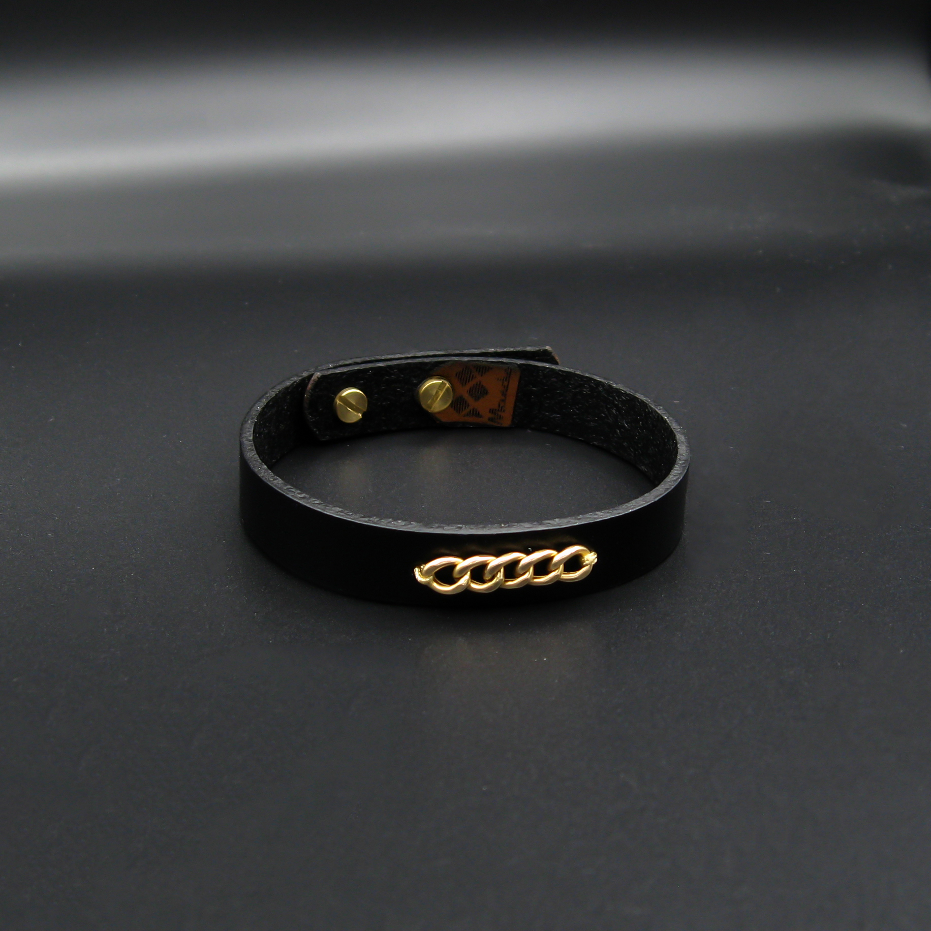 دستبند چرم و طلا 18 عیار مردانه مانچو مدل bfg242 -  - 7