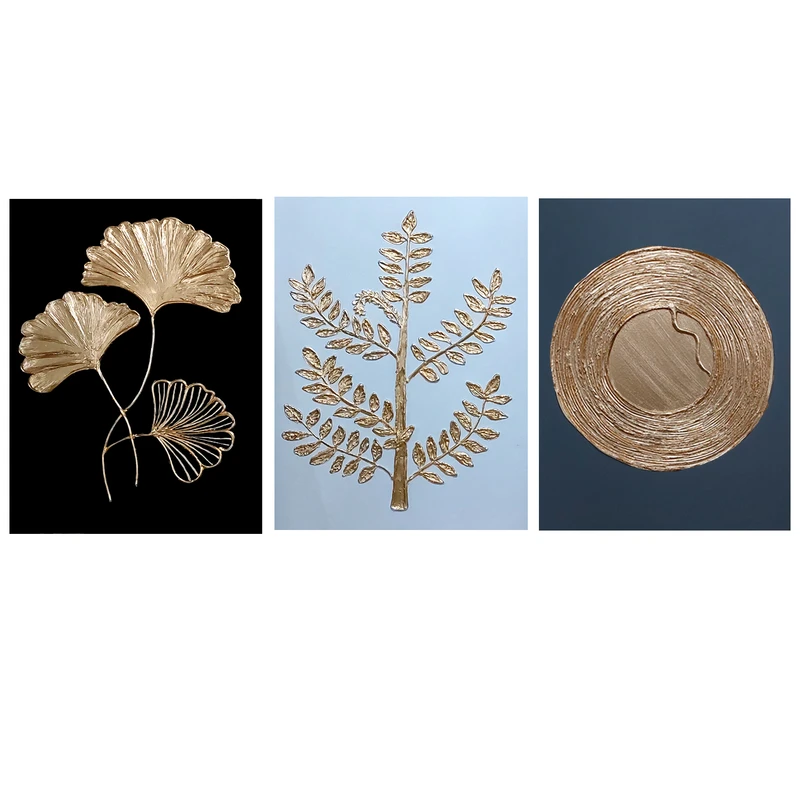 تابلو نقاشی ورق طلا مدل دکوراتیو نقش برجسته مجموعه 3 عددی