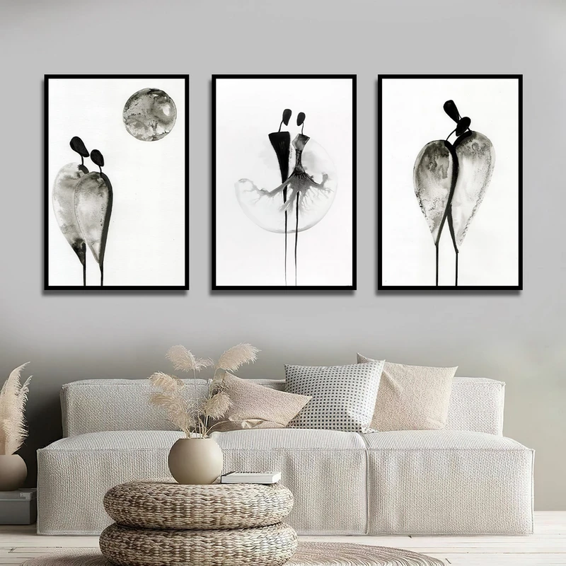 تابلو بکلیت طرح نقاشی مدرن دکوراتیو مدل شاین اکلیلی B-1690 مجموعه 3 عددی